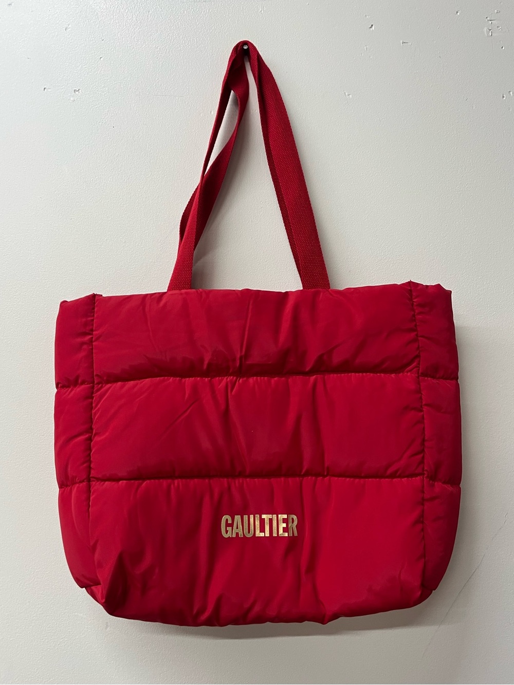 Jean Paul Gaultier Red Padded Tote Bag Rare Puffer